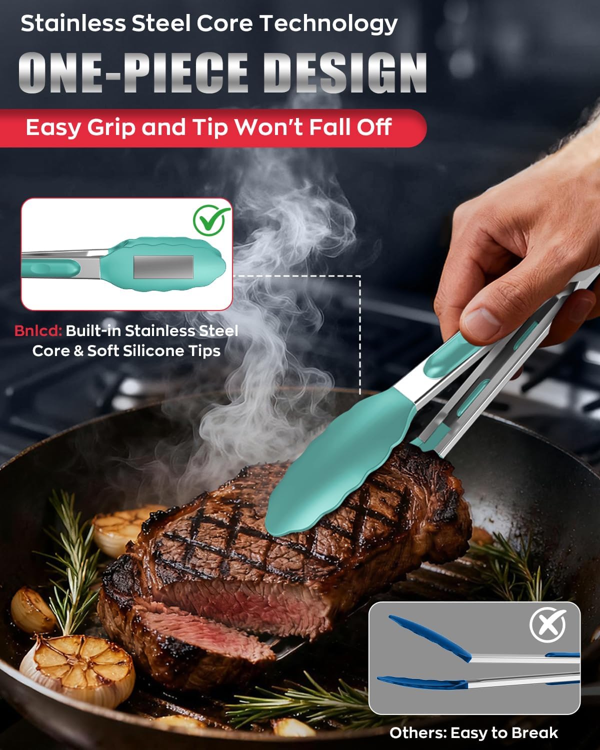 Good Grip Cooking Tongs with Silicone Tips, Set of 3-7" 9" and 12"
