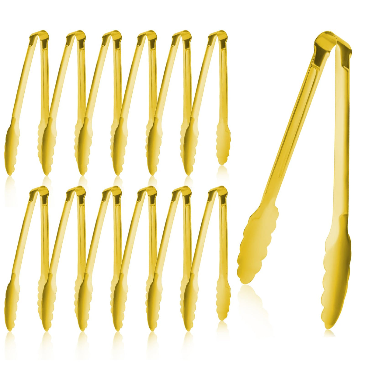 12 Pack Buffet Tongs Serving Tongs Stainless steel Kitchen Tongs 7inch