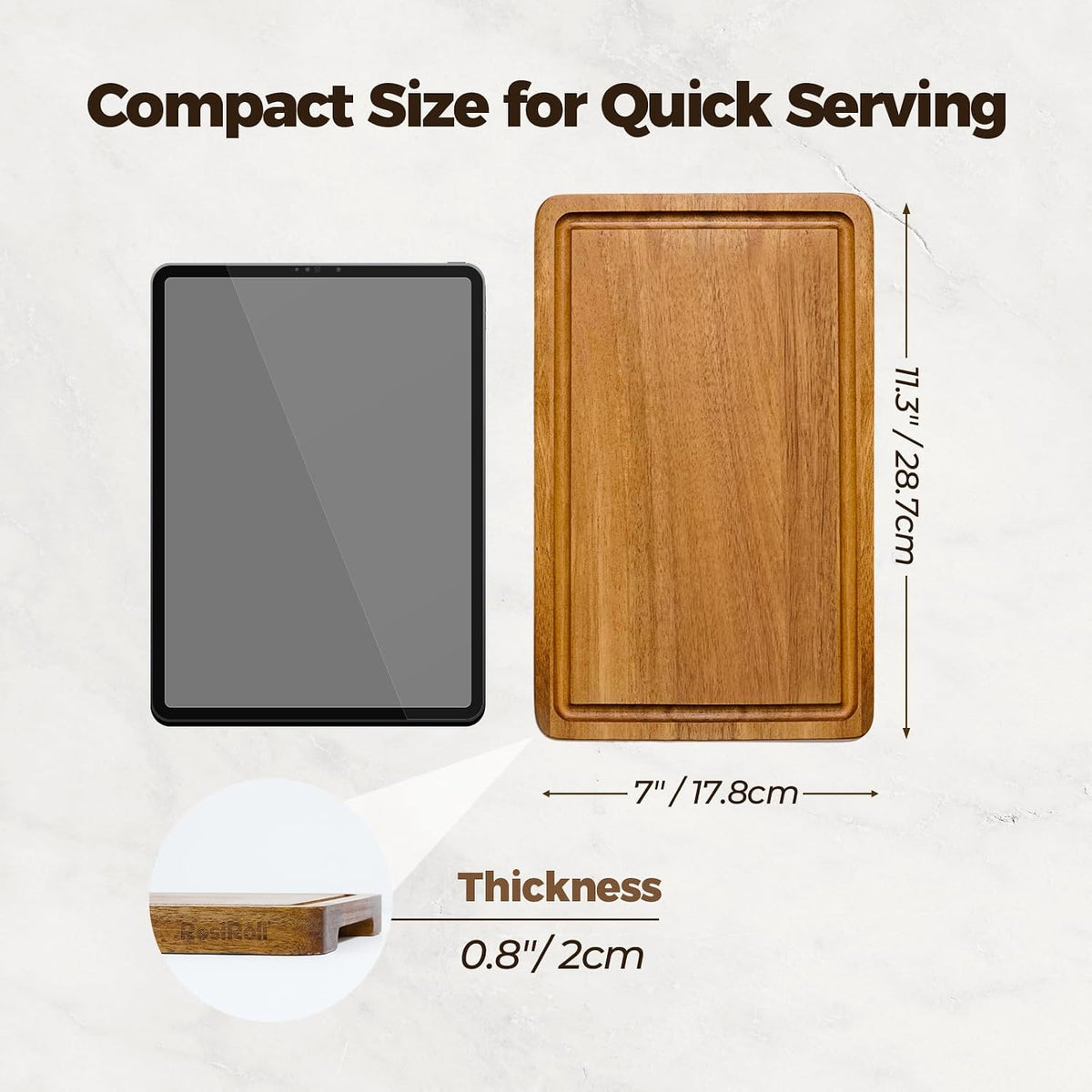 Small Acacia Wood Cutting Board for Kitchen, 11.5x7 Inch