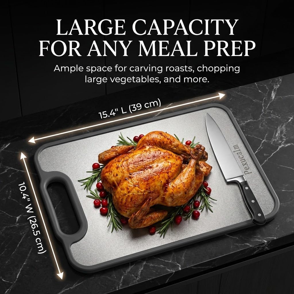 Double-Sided Titanium Cutting Board for Kitchen, 15.4"x10.4"