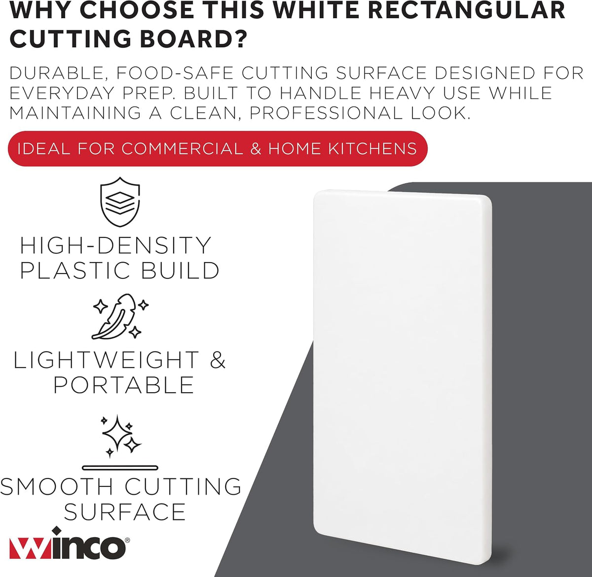 Winco 6" x 10" White Heavy-Duty Plastic Cutting Board