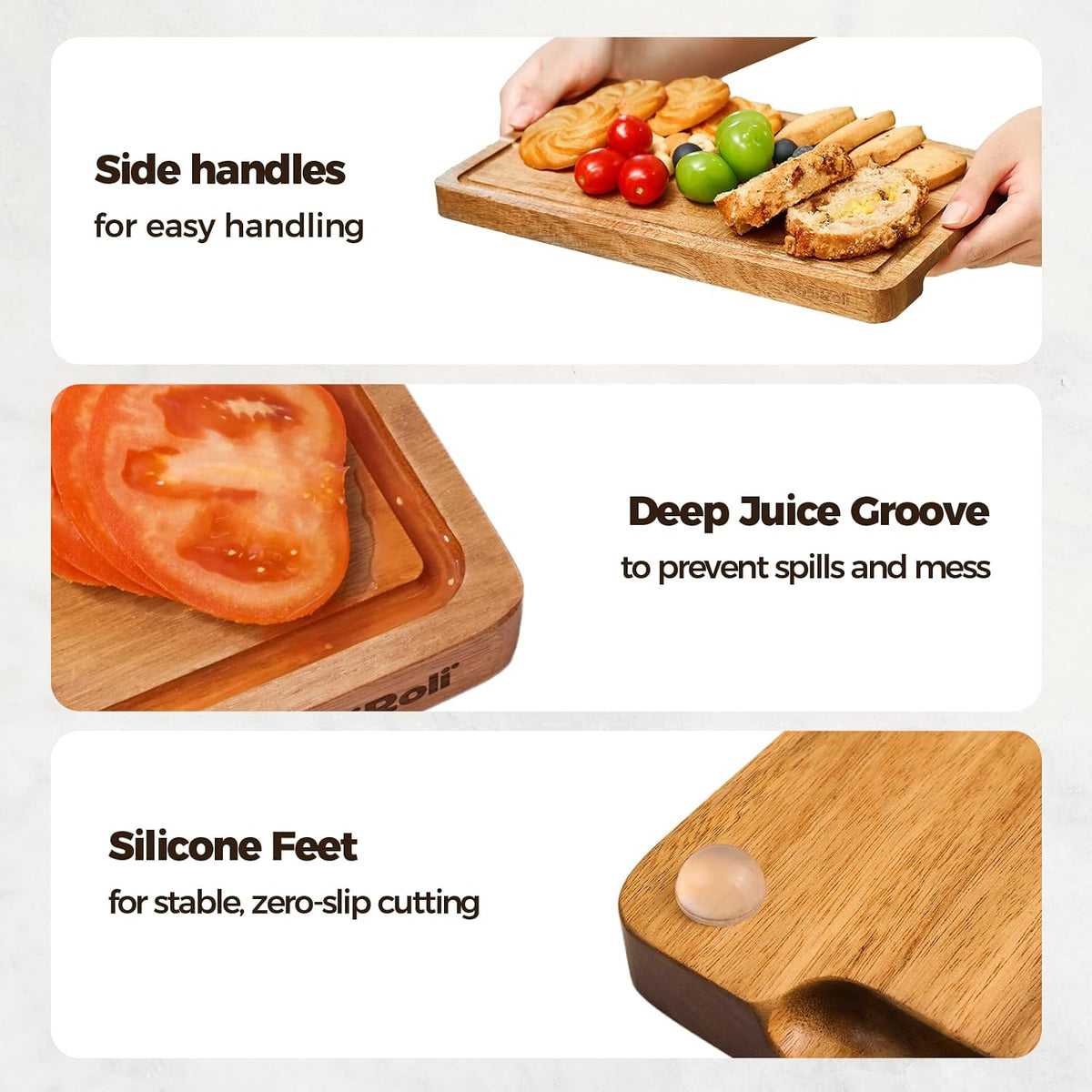 Small Acacia Wood Cutting Board for Kitchen, 11.5x7 Inch