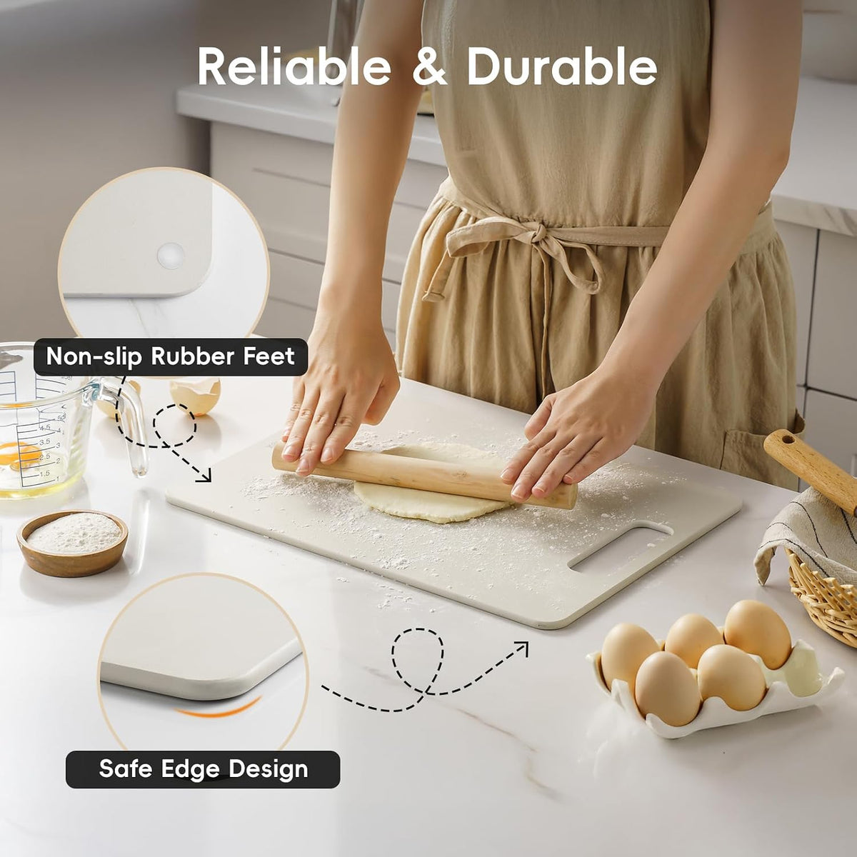 Wood Fiber Cutting Board Set of 2, Dishwasher Safe, Non-Toxic, BPA-Free