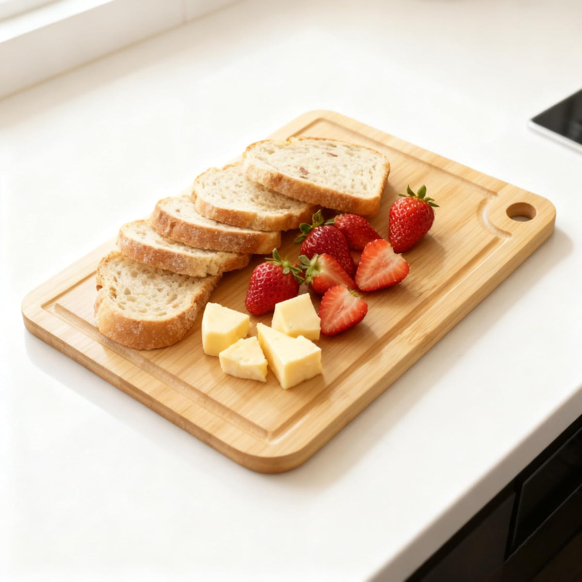 Small Bamboo Cutting Boards with Juice Groove (11" x 7.8"), No Toxic Wooden Chopping Board for Kitchen, Charcuterie Board, Wooden Cutting Board for Meat, Cheese, Fruits, and Vegetables