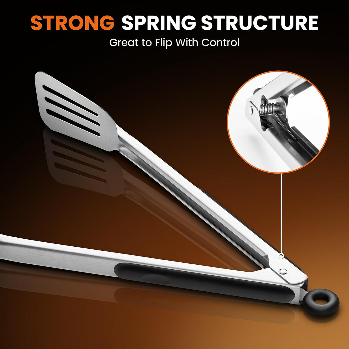 9-inch & 12-Inch Spatula Tongs for Cooking, Stainless Steel Kitchen Tongs