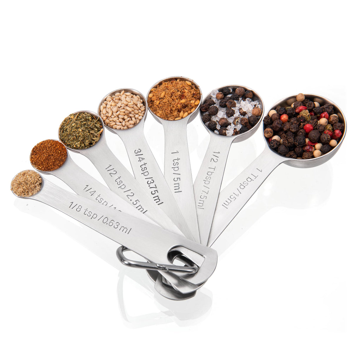 Doosu 18/8 Stainless Steel Measuring Spoons with Engraved Metric (Set of 5)