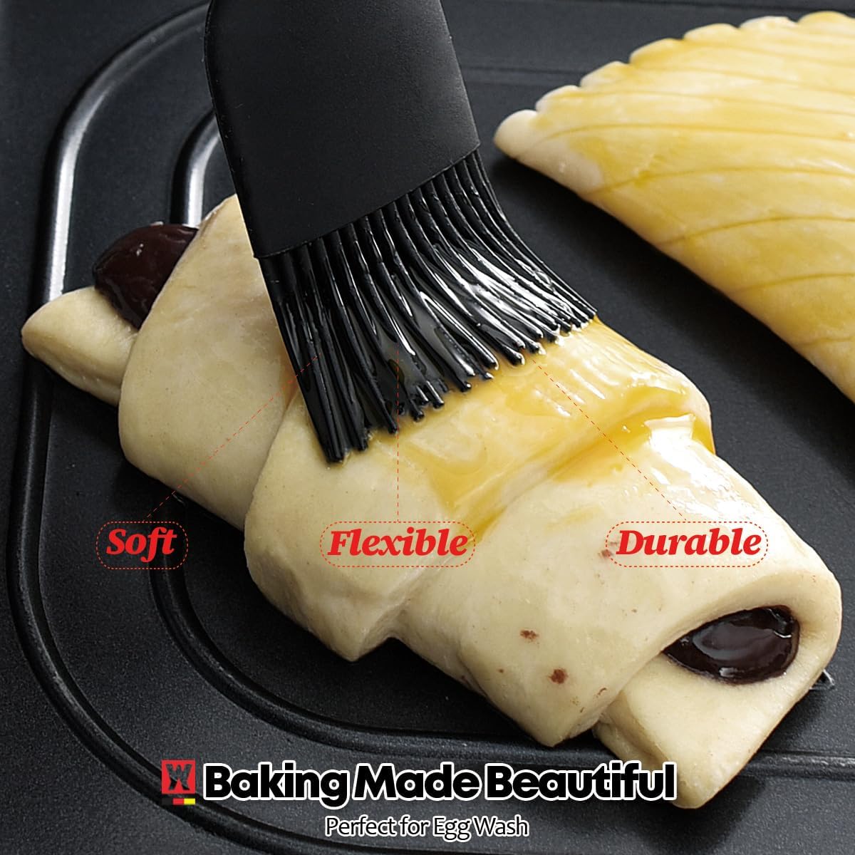 WAGENSTEIGER Silicone Cooking Brush with Wooden Handle: Pastry Brush, For Glazing Pastries and Basting Meats, Heat Resistant Cookware, Gentle Head & Bristle Design, BPA Free, Non-slip Grip