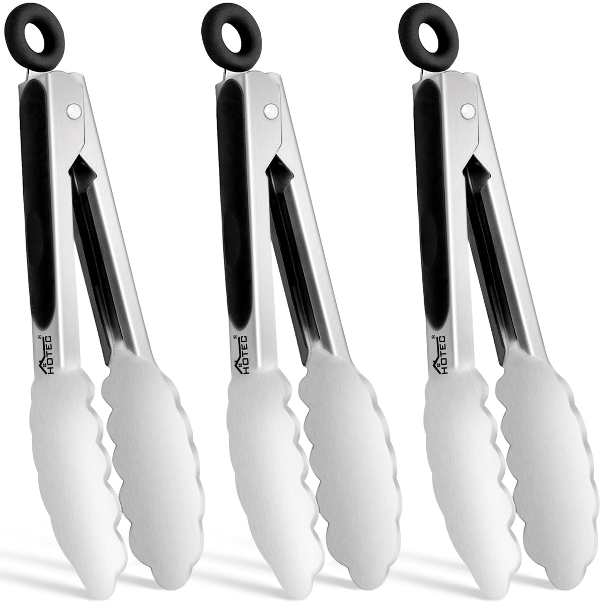 Hotec Tongs for Cooking Premium Stainless Steel Kitchen Tongs Set of 2-12"