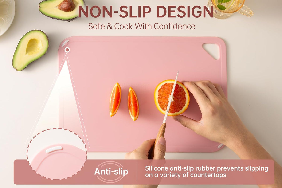 THETCHRY Plastic Cutting Board Set of 3, Pink Cutting Board for Kitchen