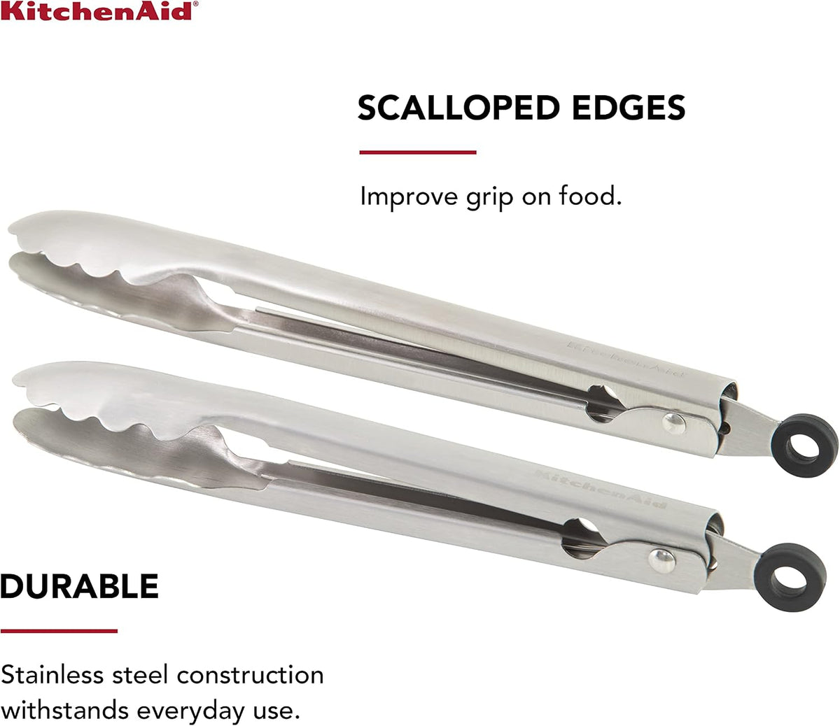 KitchenAid Universal Utility and Serving Stainless Steel Kitchen Tongs, Set of 2