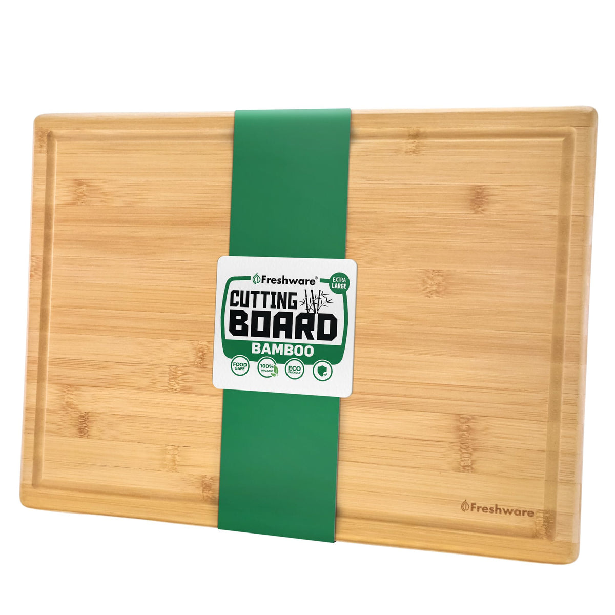Freshware Bamboo Cutting Board Set of 3, Wooden Cutting Boards for Kitchen, Knife Friendly Food Grade Chopping Board, Lightweight with Hanging Hole for Easy Storage