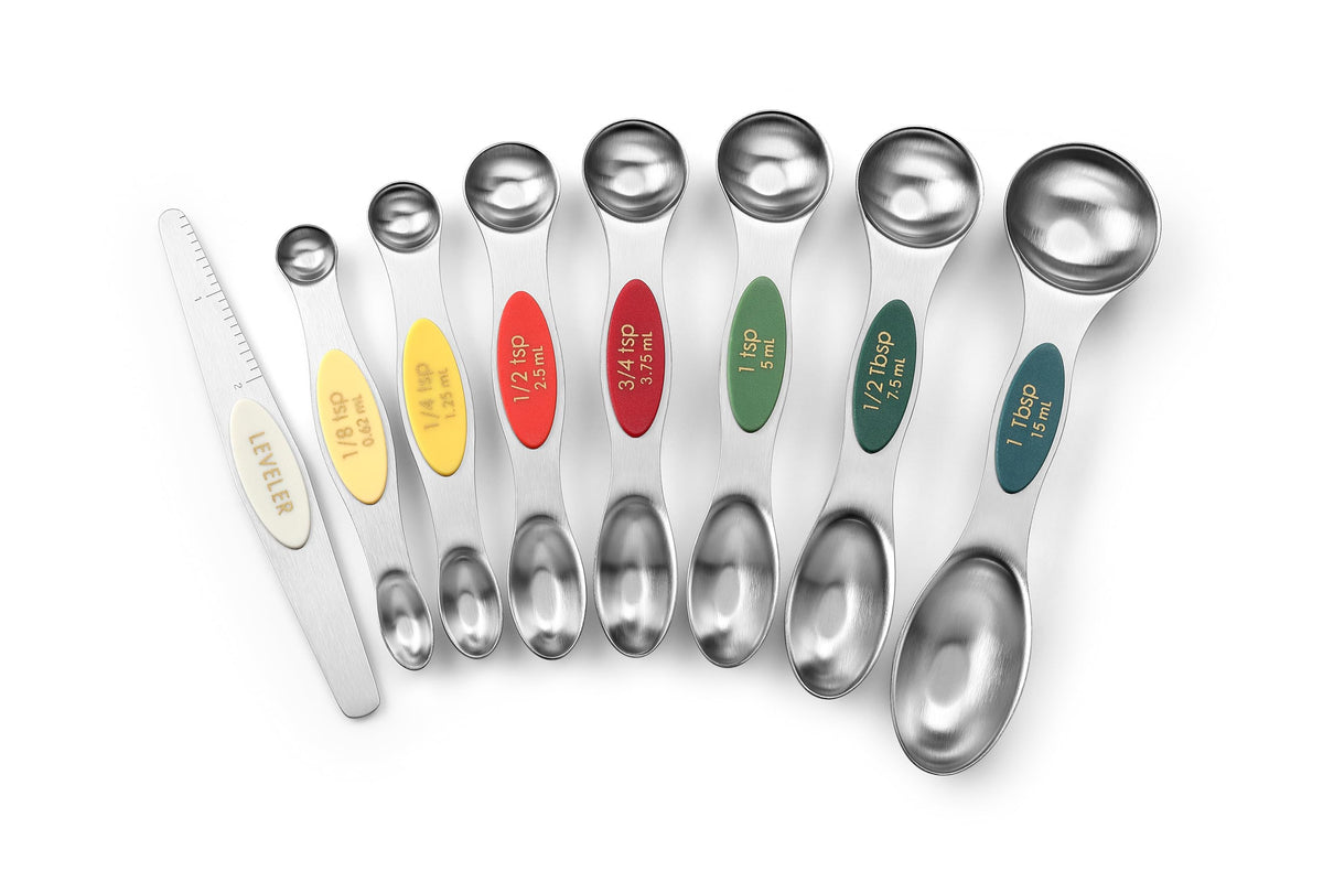 Spring Chef Stainless Steel Magnetic Measuring Spoons Set of 8, Pastel