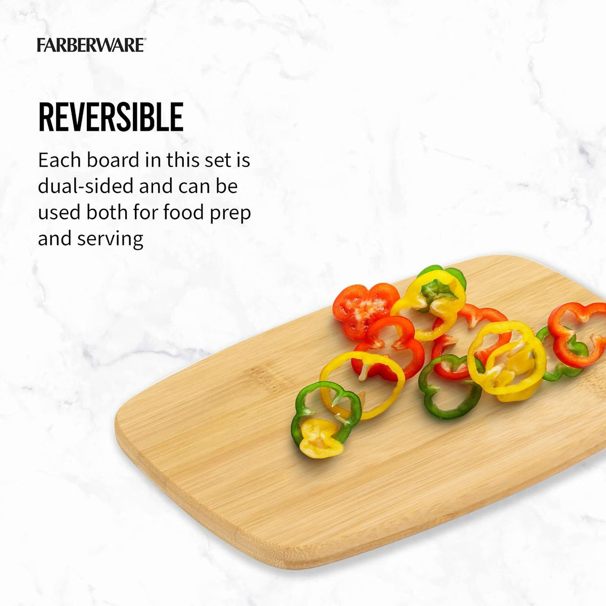 Farberware Bamboo Cutting Board Set, 4-Piece, Reversible