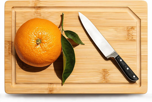 Kikcoin 9"×6" Small Bamboo Cutting Board with Handle, Natural