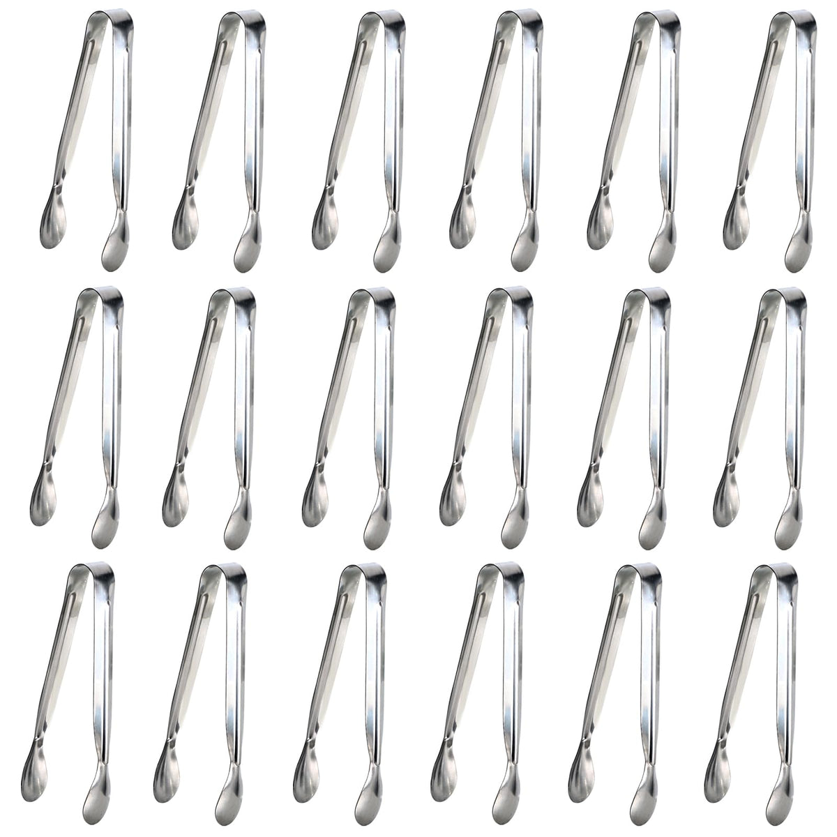 6PCS Ice Tongs Mini Sugar Tongs 4.25Inch Stainless Steel Kitchen Utensils Set,Small Serving Tong and Tiny Kitchen Tong for Appetizers,Tea Party, Coffee Bar, Desserts by Sunenlyst (Silver)
