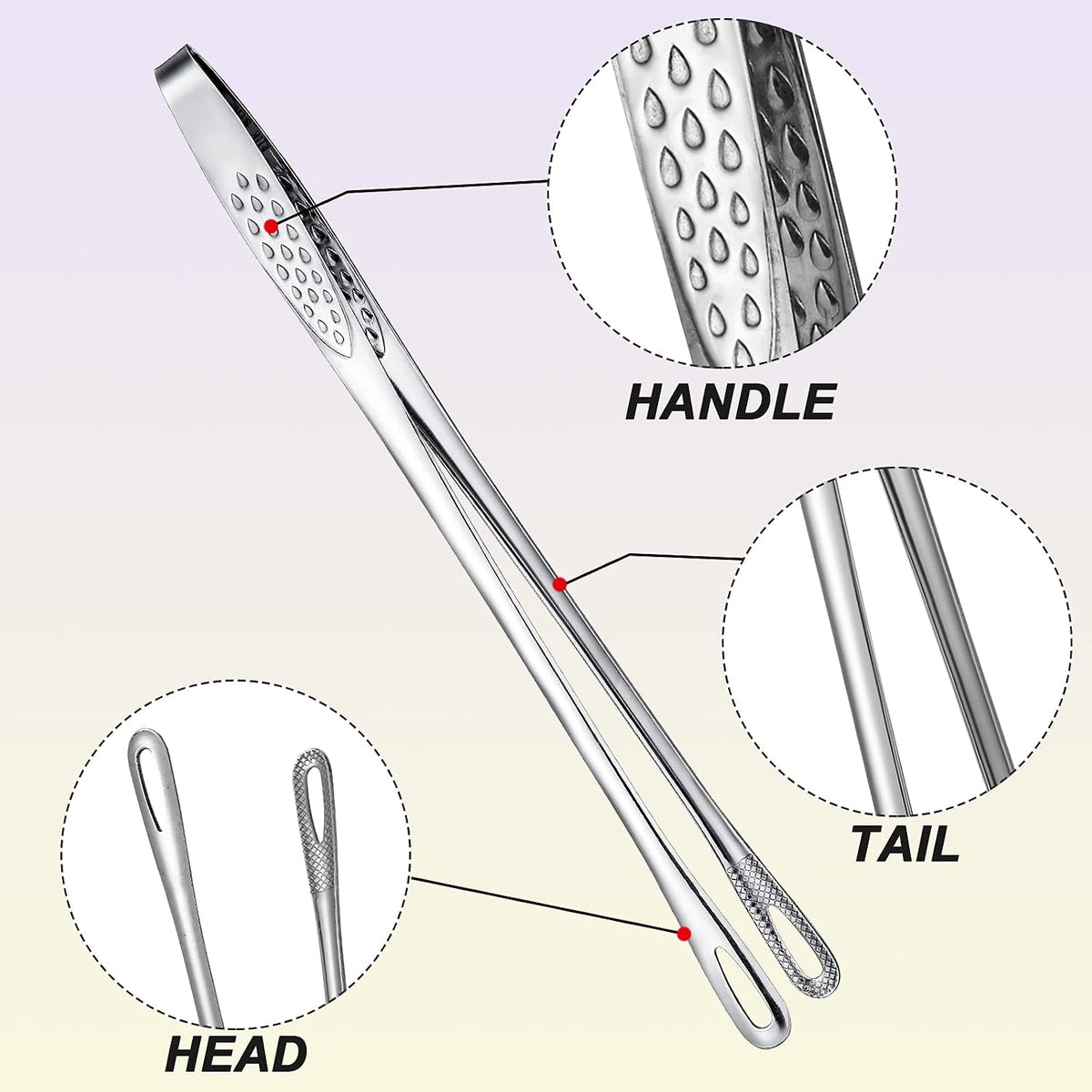 3 Pcs 9.4 Inches Korean BBQ Tongs Stainless Steel Kitchen Tweezers Grill