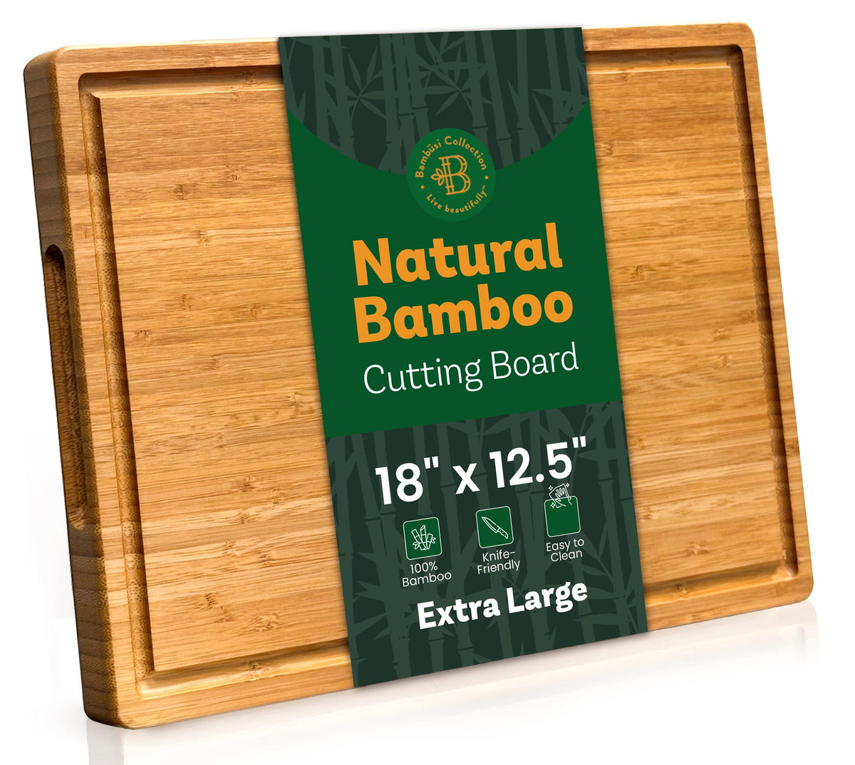 Bamboo Cutting Boards for Kitchen - Set of 3 Reversible Wood Cutting Boards with Handle, Large Medium Small Chopping Boards for Meat Vegetables Fruit Cheese Bread, Knife Friendly, 13x9.5 11x8.5 8x6