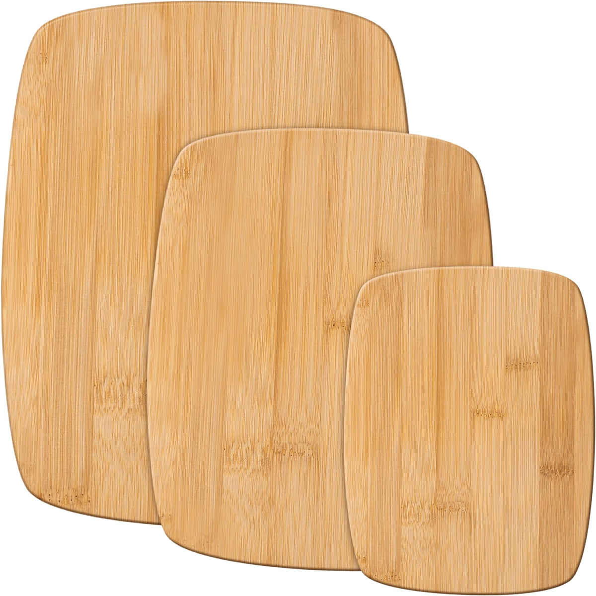 Bamboo Cutting Boards for Kitchen - Set of 3 Reversible Wood Cutting Boards with Handle, Large Medium Small Chopping Boards for Meat Vegetables Fruit Cheese Bread, Knife Friendly, 13x9.5 11x8.5 8x6