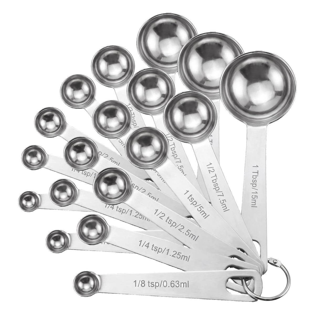 Measuring Spoons, Premium Heavy Duty Stainless Steel Measuring Spoons Cups Set, Small Tablespoon with Metric and US Measurements, Set of 6 for Measuring Dry and Liquid Ingredients