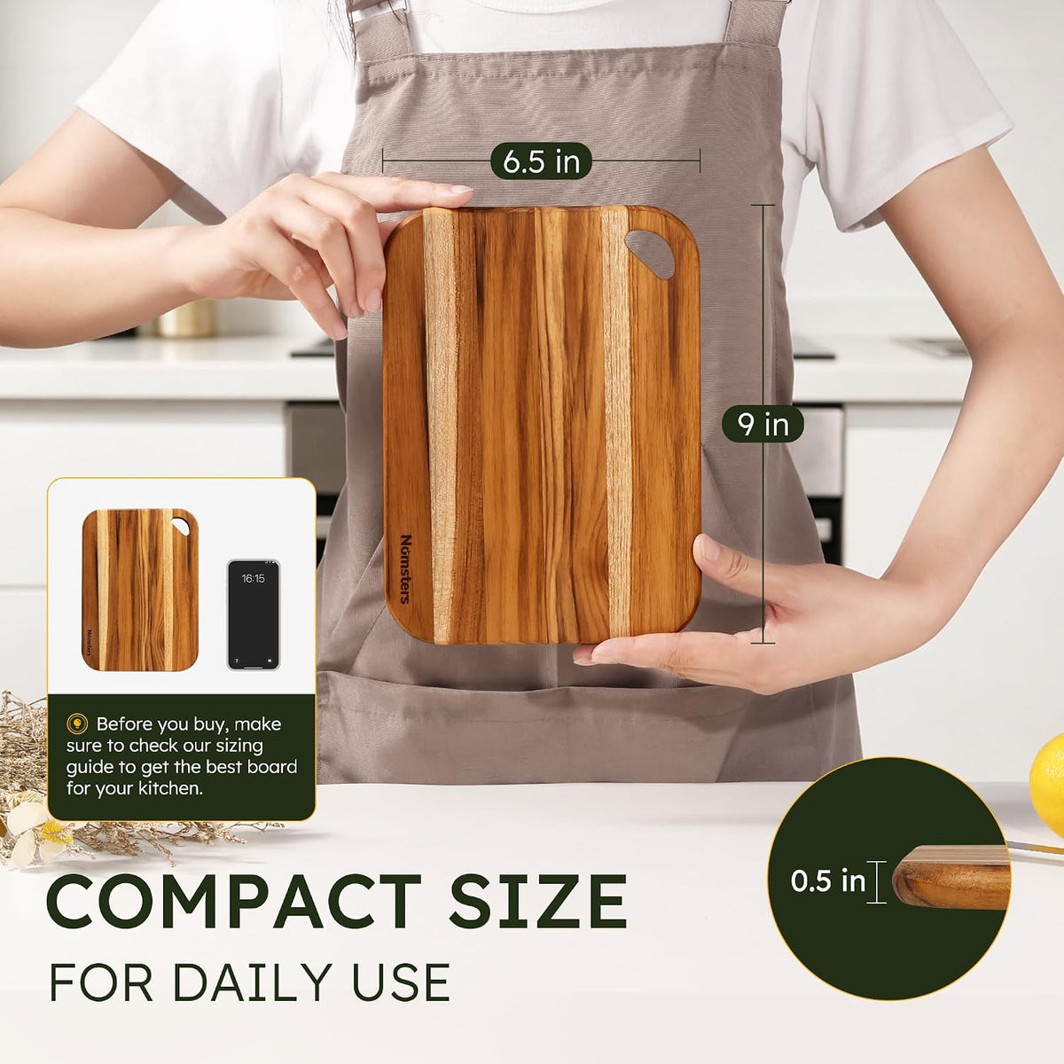 Teak Cutting Board Small 9" Wood Cutting Boards For Kitchen Wooden Mini