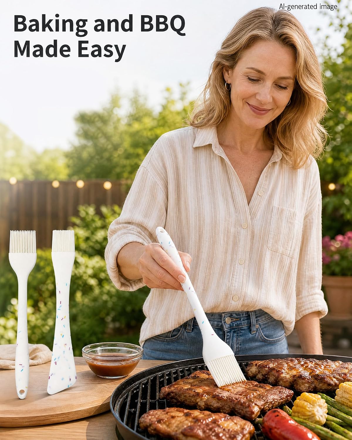 Silicone Basting Brush with Spatula, 2Pcs Heat Resistant Basting Brushes