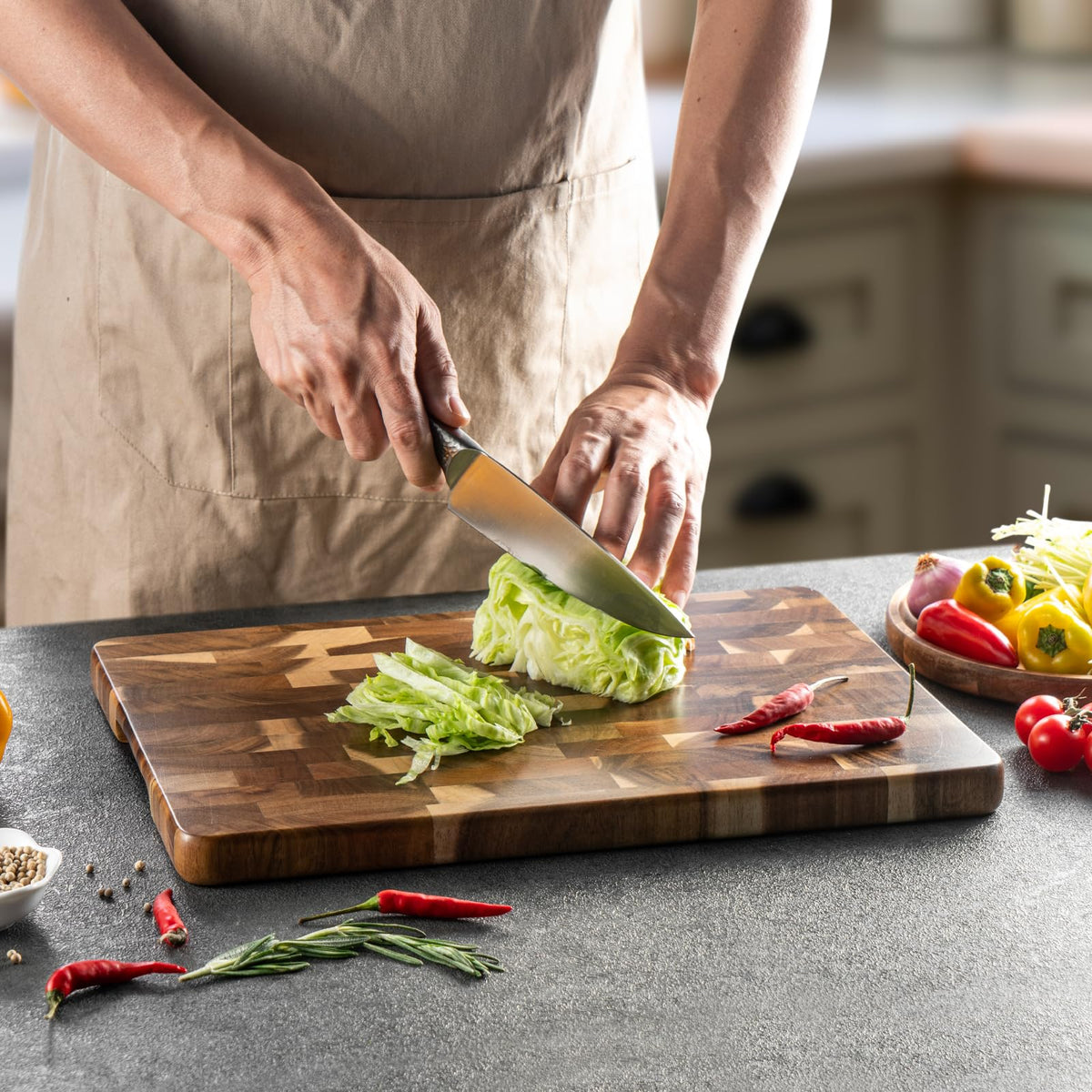 Wood Cutting Boards for Kitchen,JAMES.F Acacia Wooden Heavy Duty Cutting Board, Chopping Serving Boards with Hanging Hole for Meat Bread or Vegetables