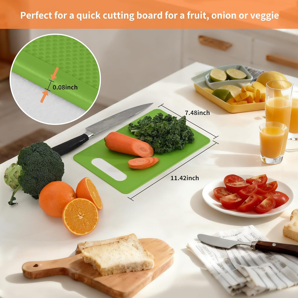 Luckyiren Plastic Cutting Board Set, 3 Pack Small Boards, Dishwasher Safe