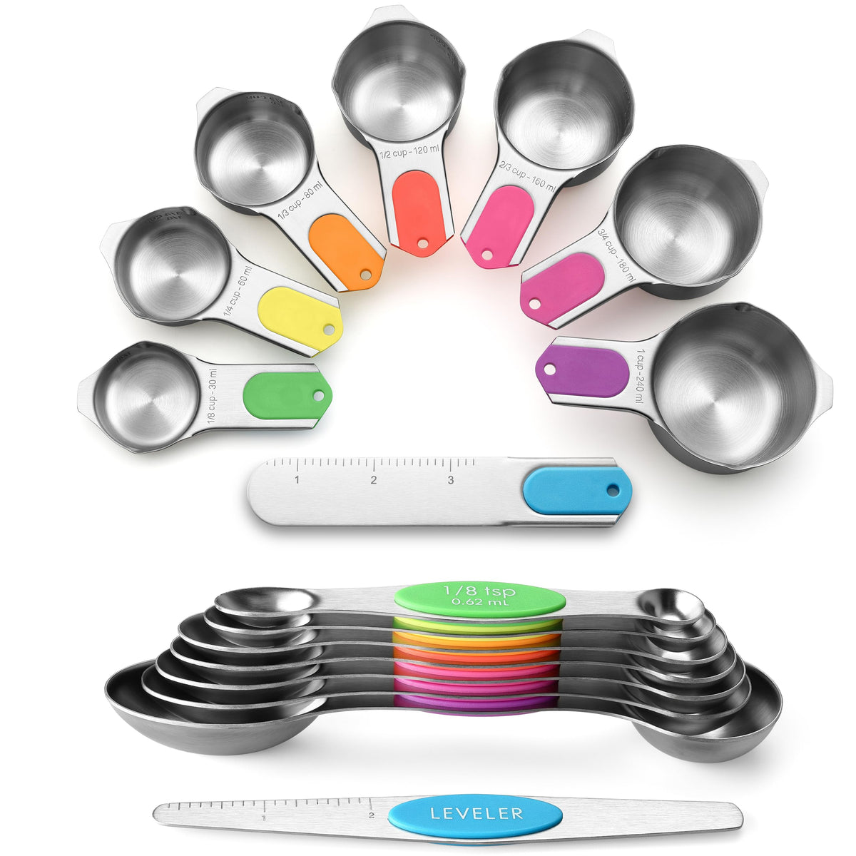 Spring Chef Magnetic Measuring Cups & Spoons Set of 9 with Leveler, Black