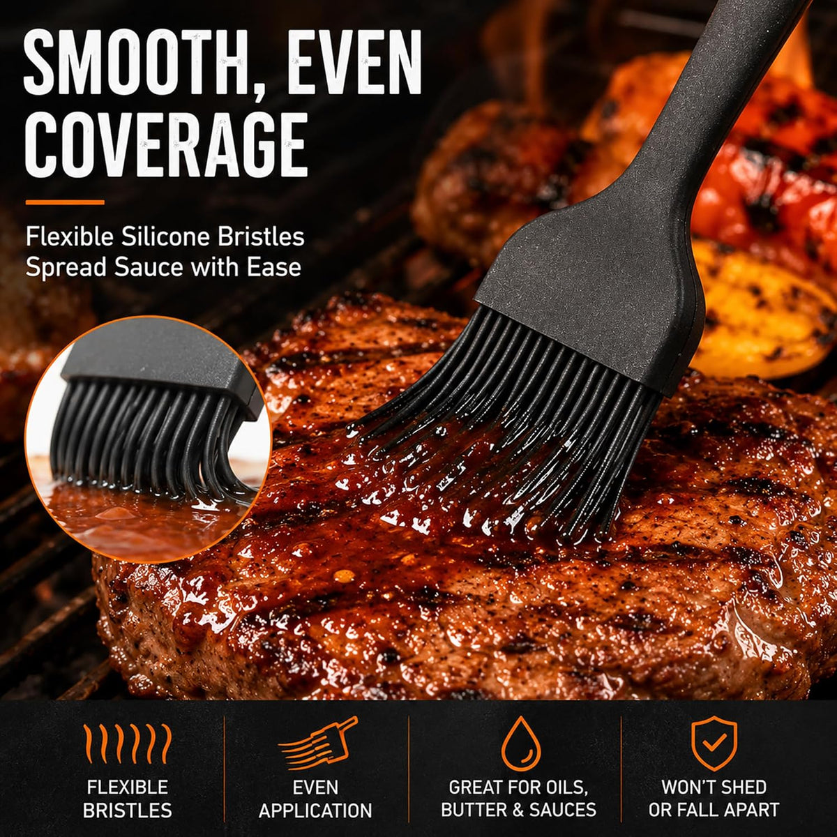 Silicone Basting Pastry Brush for Baking Bbq Spread Oil Butter