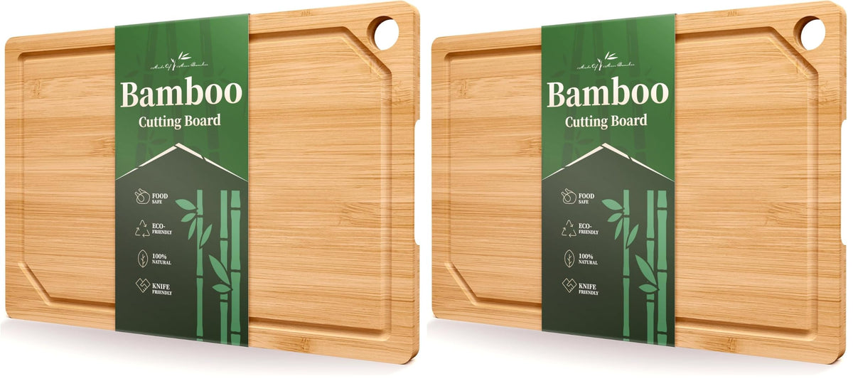Kitsure Bamboo Cutting Board for Kitchen, Large, Natural