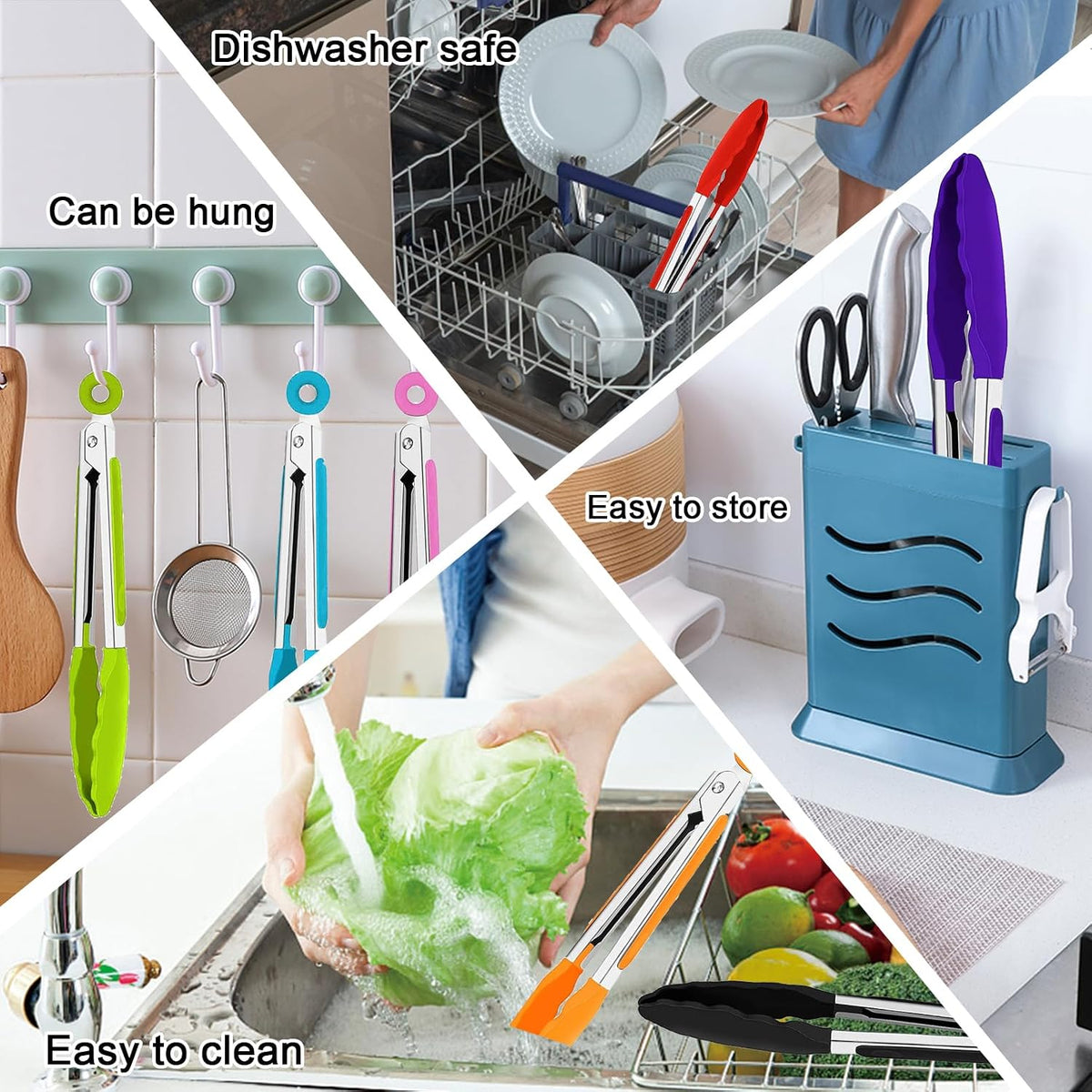 7 Pack Kitchen Tongs,7 Inch Stainless Steel Cooking Tongs