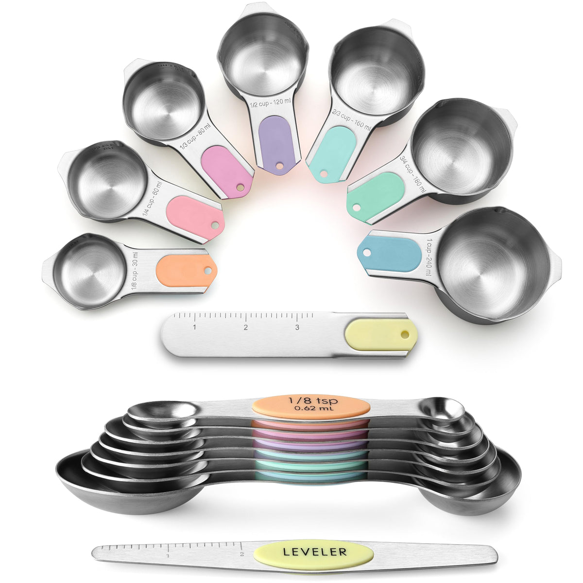 Spring Chef Magnetic Measuring Cups & Spoons Set of 9 with Leveler, Black