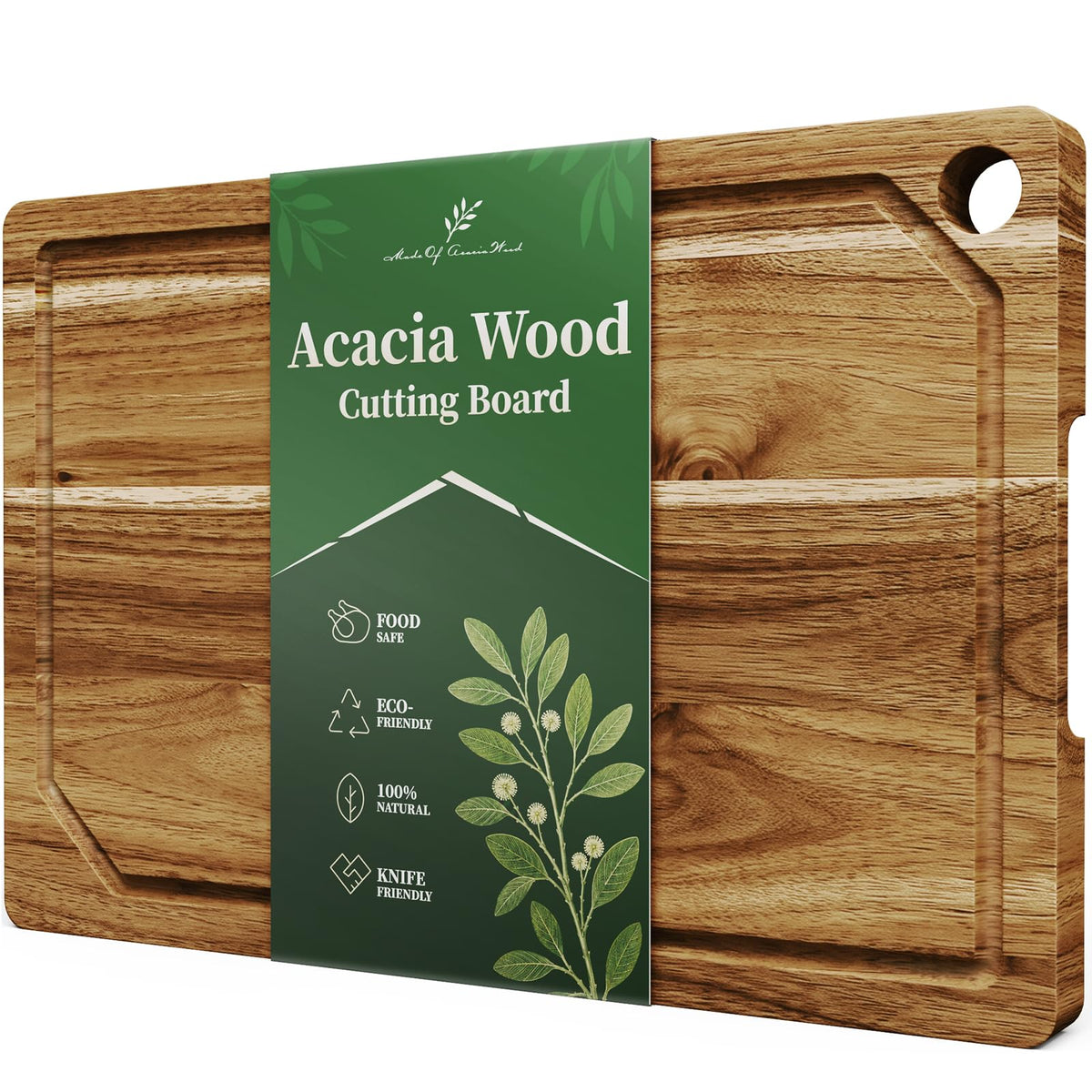 Kitsure Bamboo Cutting Board for Kitchen, Large, Natural