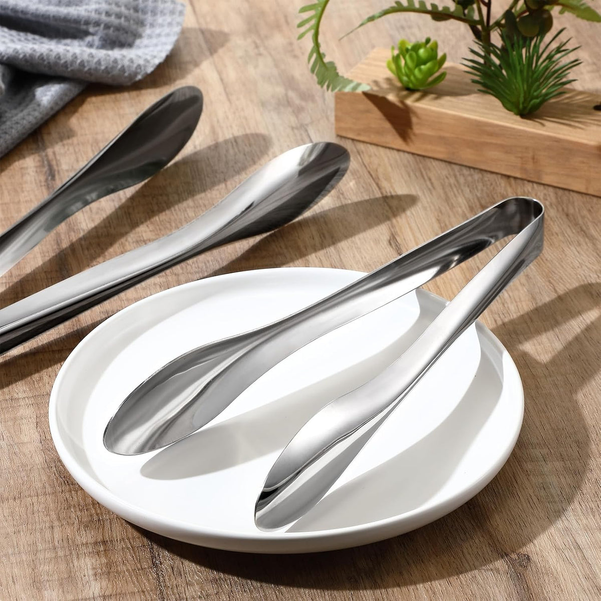 3 Pack Silver Polished Serving Tongs 9 Inch,12 Inch, 6 Inch