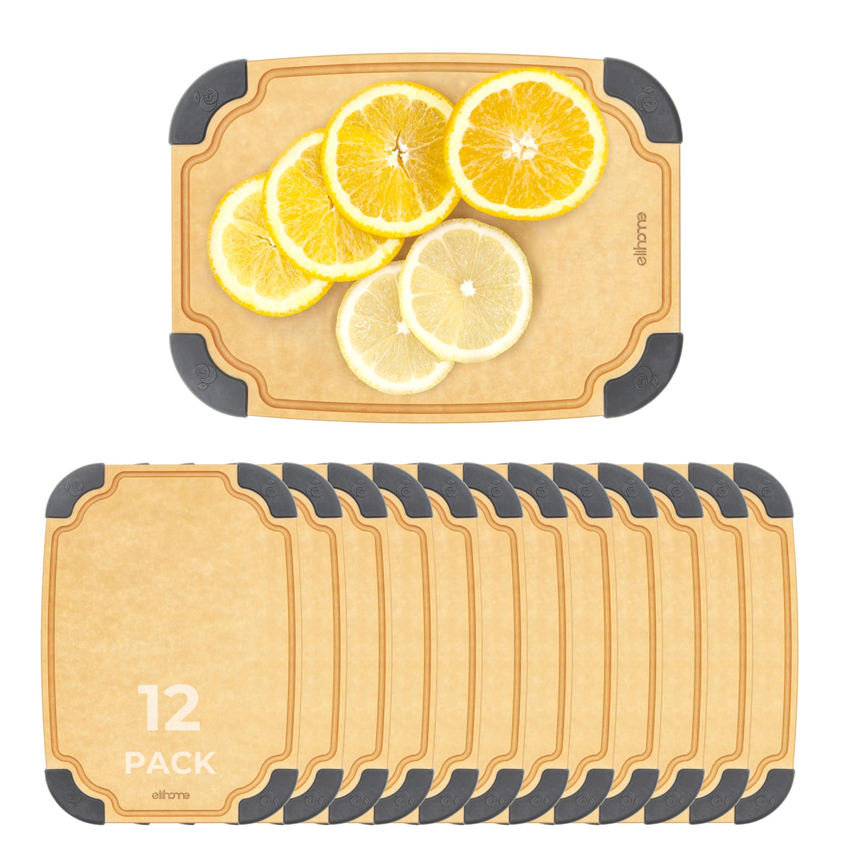 Elihome Essential Series Wood Fiber Cutting Board for Kitchen, Knife Friendly, Dishwasher Safe, Non-Slip Feet, Juice Groove, Reversible, Non-Porous, Eco Friendly, 10"x 7" SMALL