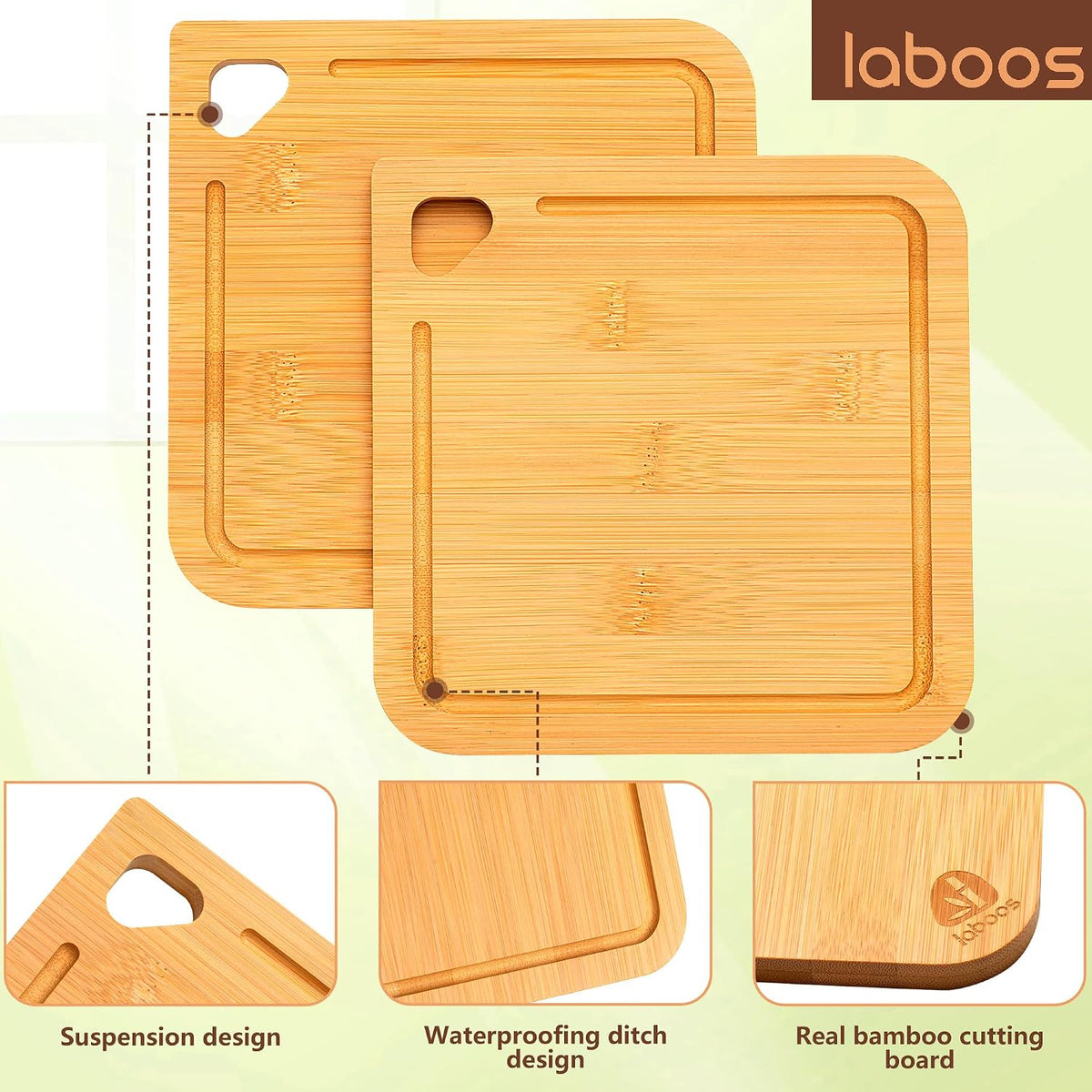 2-Pack Small Bamboo Cutting Boards with Juice Groove | 7x7 Inch Mini Chopping Boards for Fruit, Cheese, Baby Food, Dorm & Travel | Lightweight & Compact Square Wood Board Set