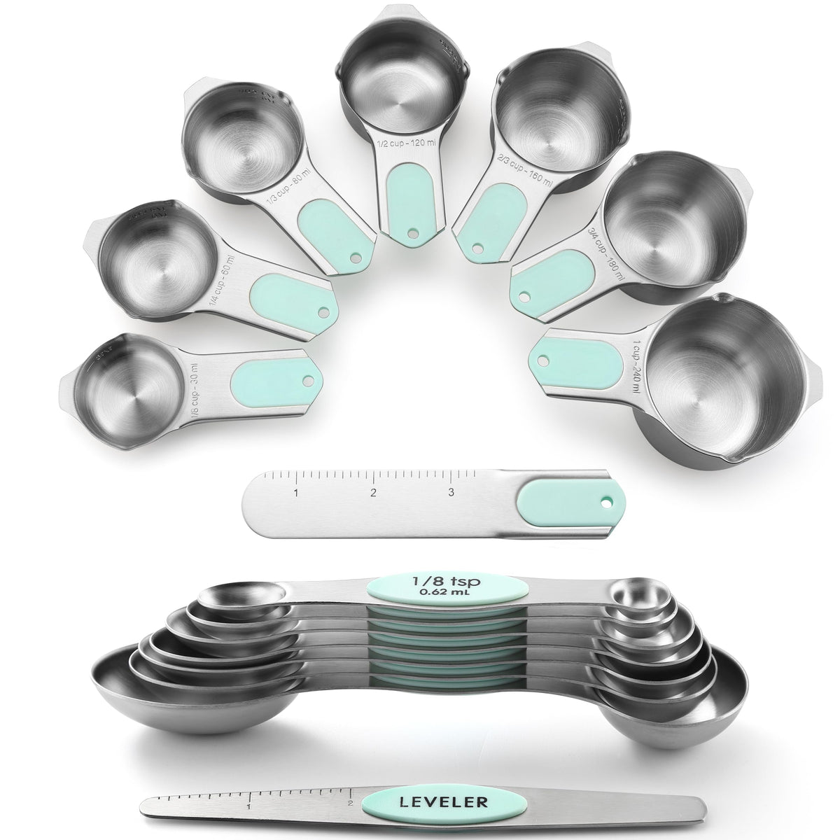 Spring Chef Magnetic Measuring Cups & Spoons Set of 9 with Leveler, Black