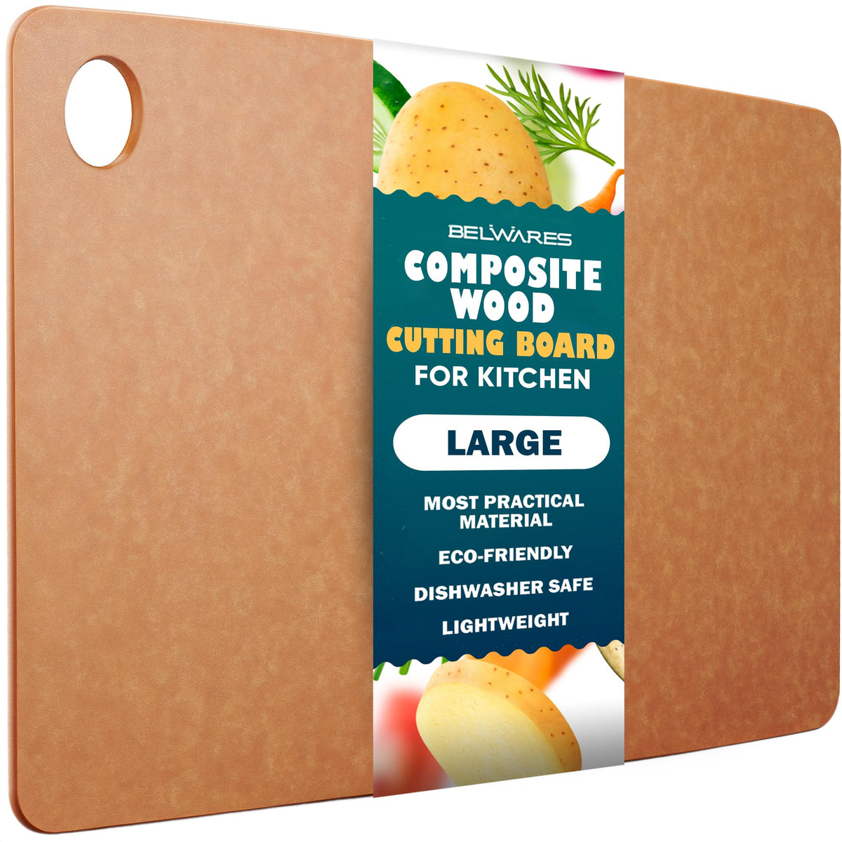 Wooden Cutting Board for Kitchen - Small Composite Wood Cutting Boards Dishwasher - Thin, BPA Free & Eco-Friendly Chopping Board (11.5 x 9 Inch, Natural)