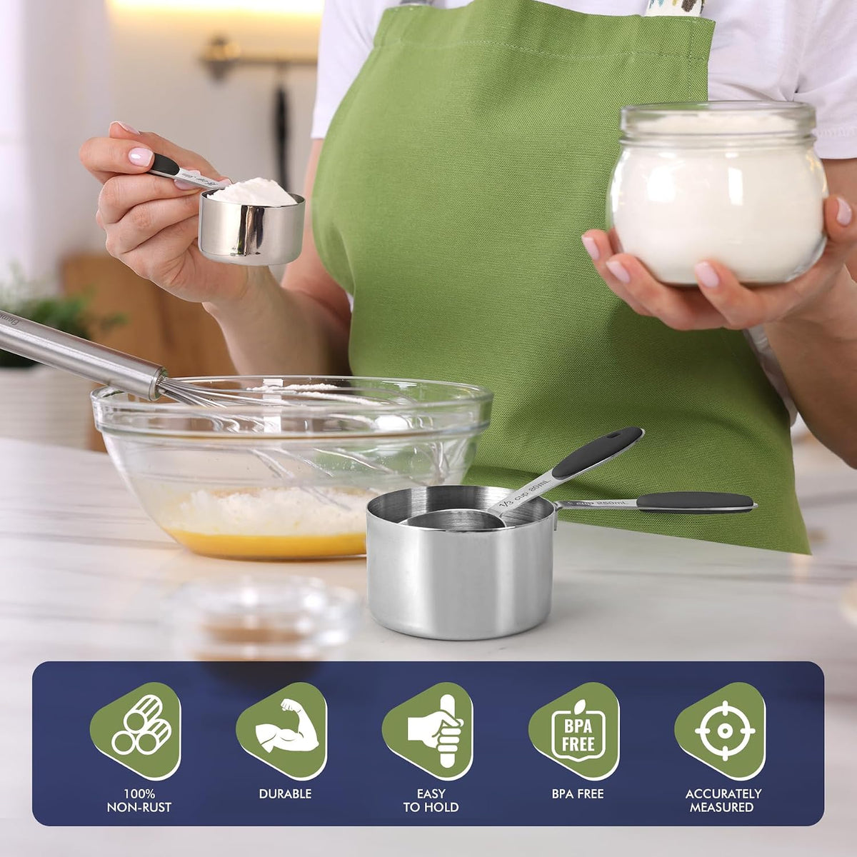 HOTEC 10-Pack Measuring Cups &Spoons Set, Black