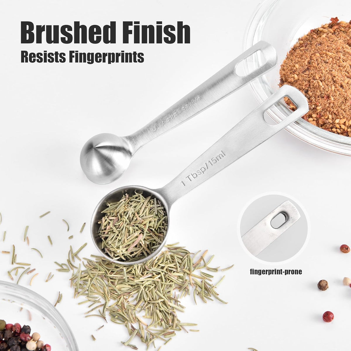 Doosu 18/8 Stainless Steel Measuring Spoons with Engraved Metric (Set of 5)