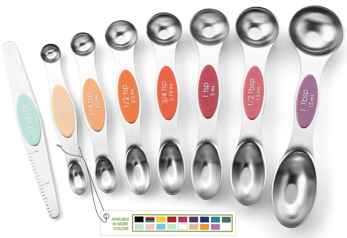 Spring Chef Stainless Steel Magnetic Measuring Spoons Set of 8, Pastel