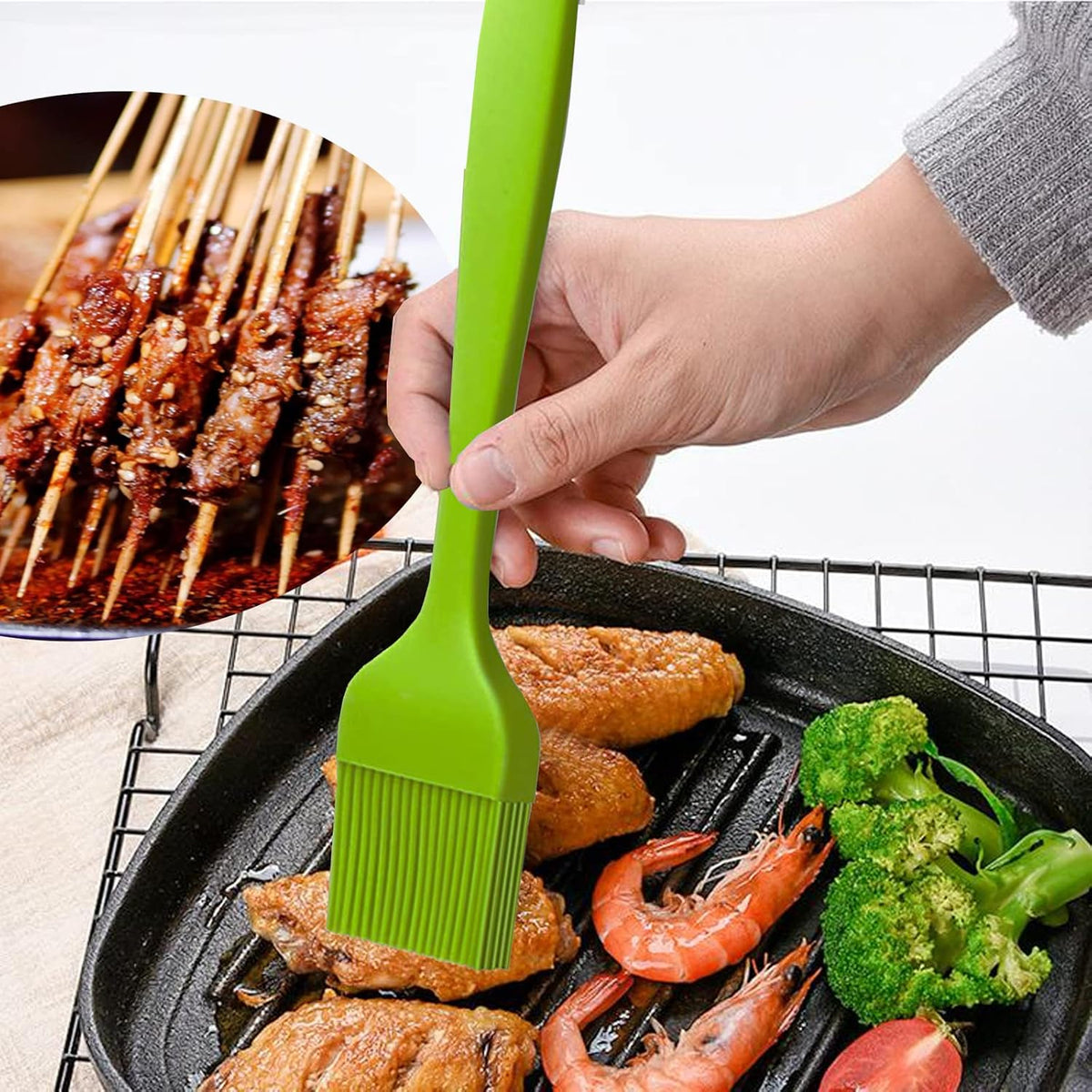 Grill Basting Brush Silicone Pastry Baking Brush BBQ Meat Oil Brush 4Pack