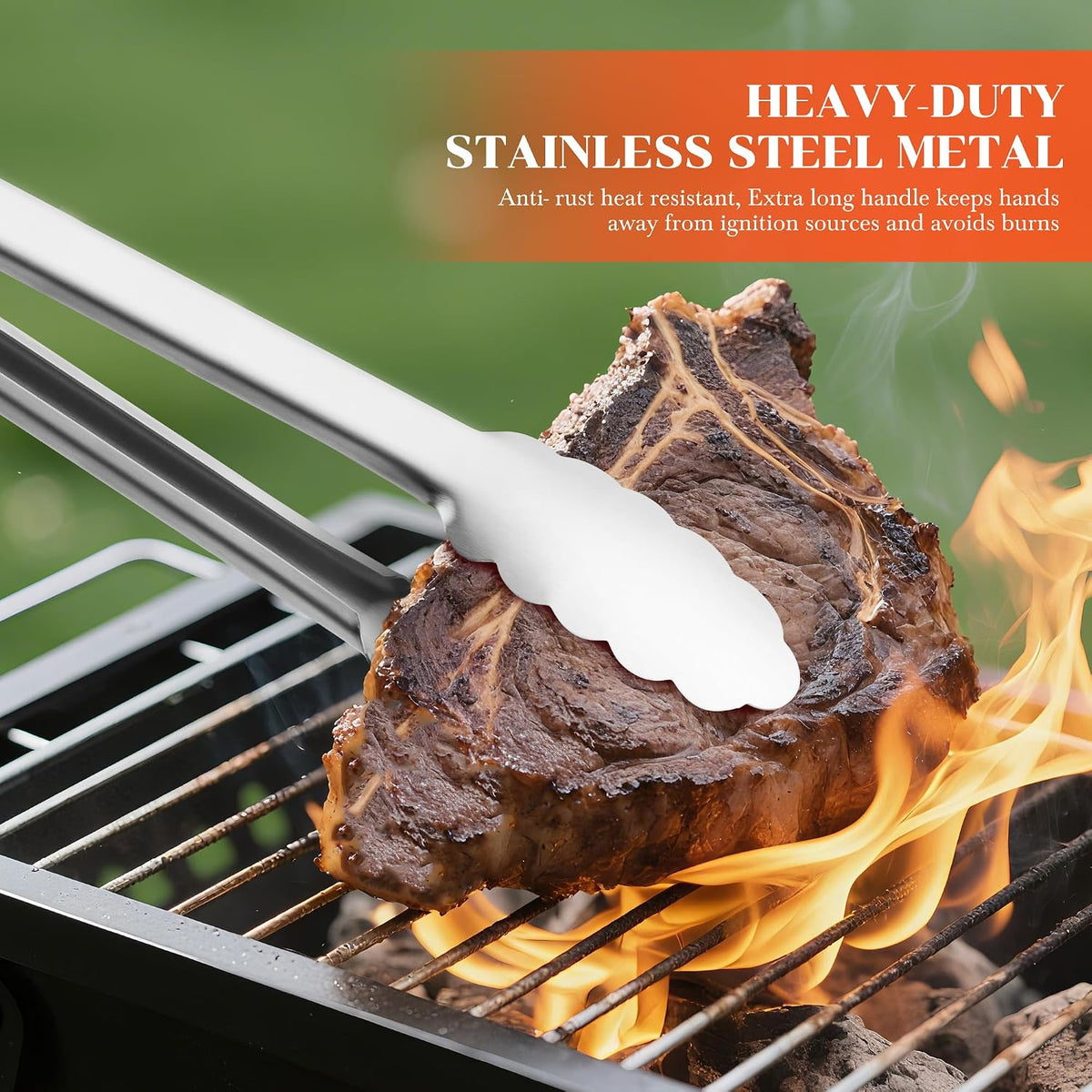 17" Extra Long Metal Tongs,Grilling Tongs,Stainless Steel Tongs for Cooking