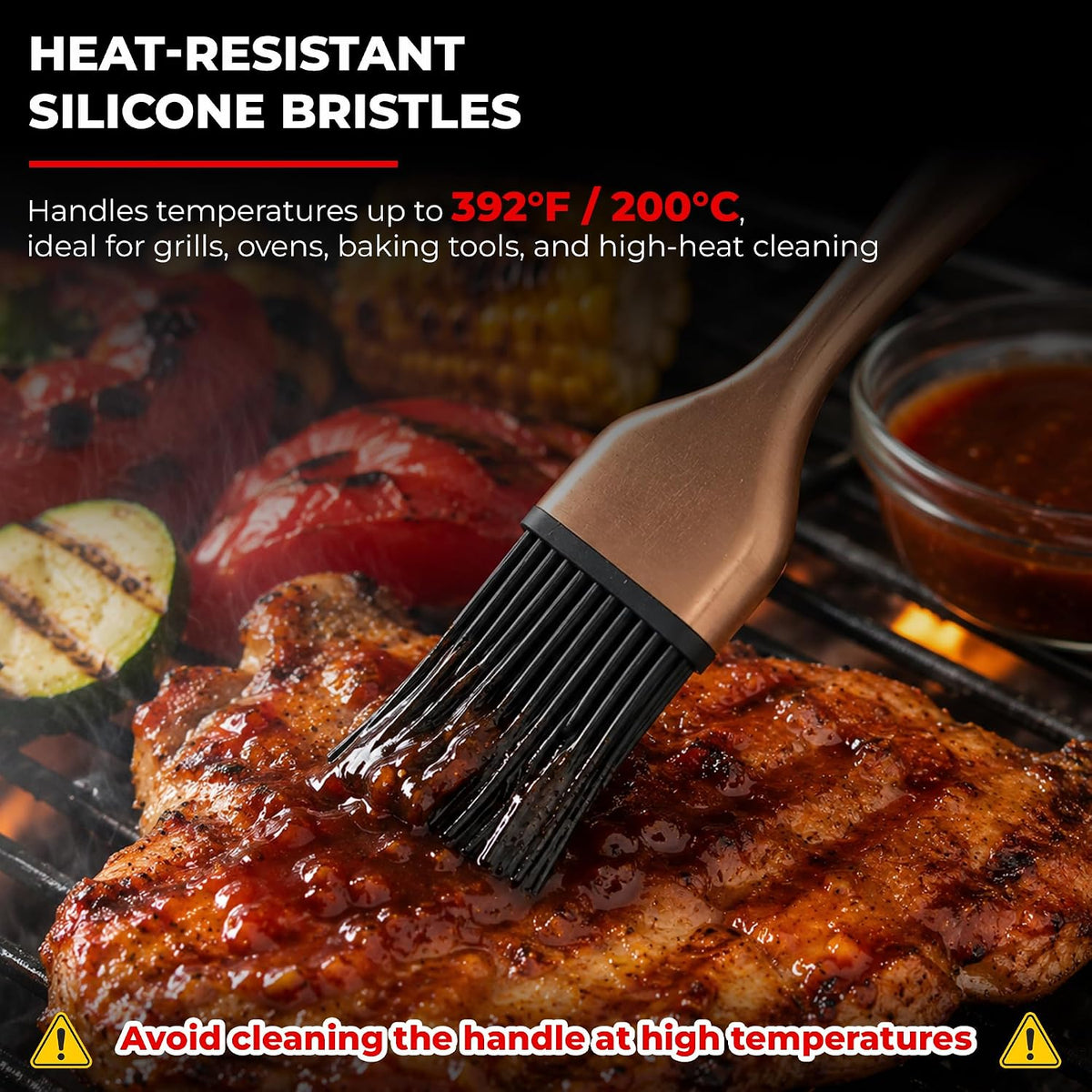 2Pcs Silicone Basting Brush Grilling with 2 Backup Heads, Stainless Steel Handles, No Shed Bristles, Heat Resistant Dishwasher Safe for Pastry, Sauce, Oil, BBQ Grill, Kitchen, Cooking & Marinating