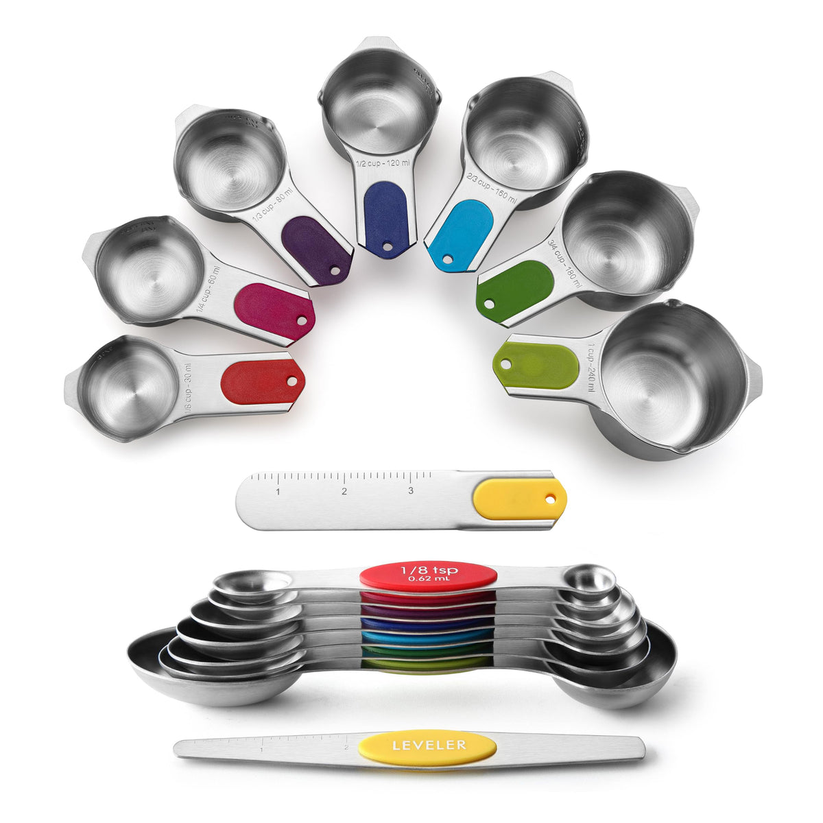 Spring Chef Magnetic Measuring Cups & Spoons Set of 9 with Leveler, Black