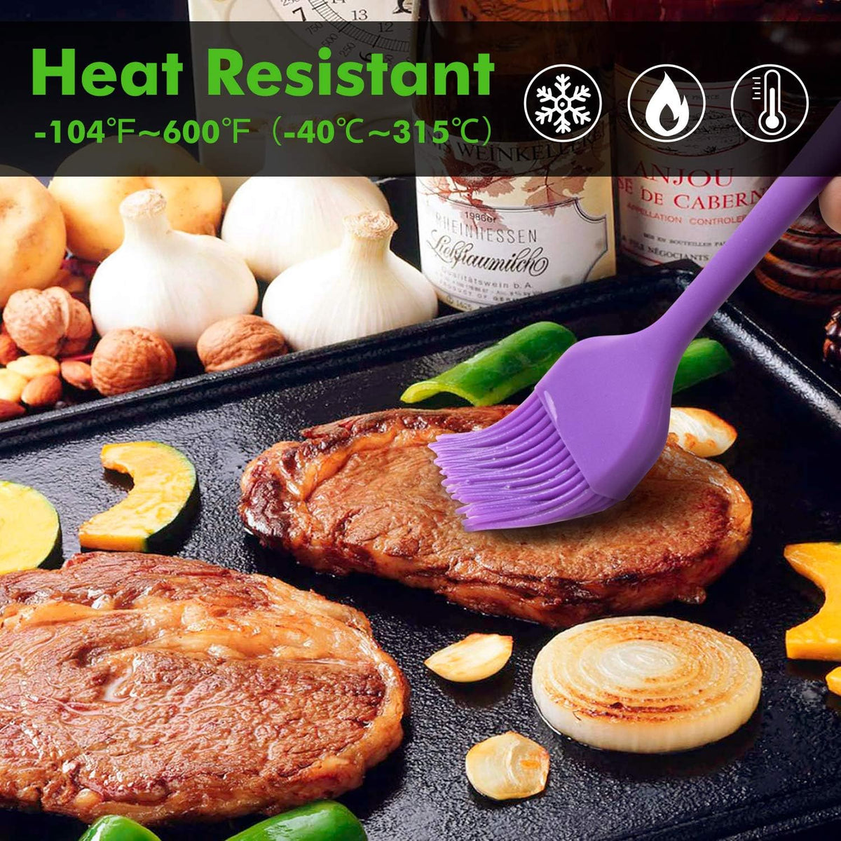 HOTEC 600℉ Heat Resistant Silicone Basting &Pastry Brush, Multicolor 5