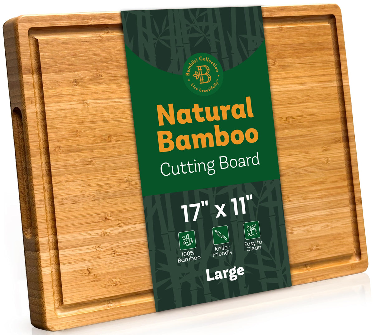 Bamboo Cutting Boards for Kitchen - Set of 3 Reversible Wood Cutting Boards with Handle, Large Medium Small Chopping Boards for Meat Vegetables Fruit Cheese Bread, Knife Friendly, 13x9.5 11x8.5 8x6