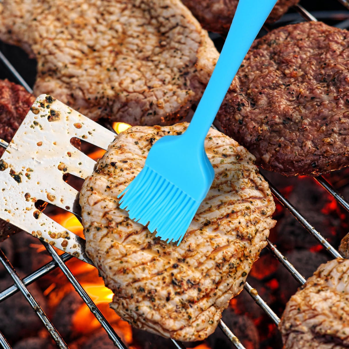 3 Pcs Silicone Basting Pastry Brush Heat Resistant Cooking Brush Food Brush Silicone Brush Cooking Oil Brush Spread Oil Butter Sauce for BBQ Grill Baking Kitchen Cooking Dishwasher Safe Multicolor