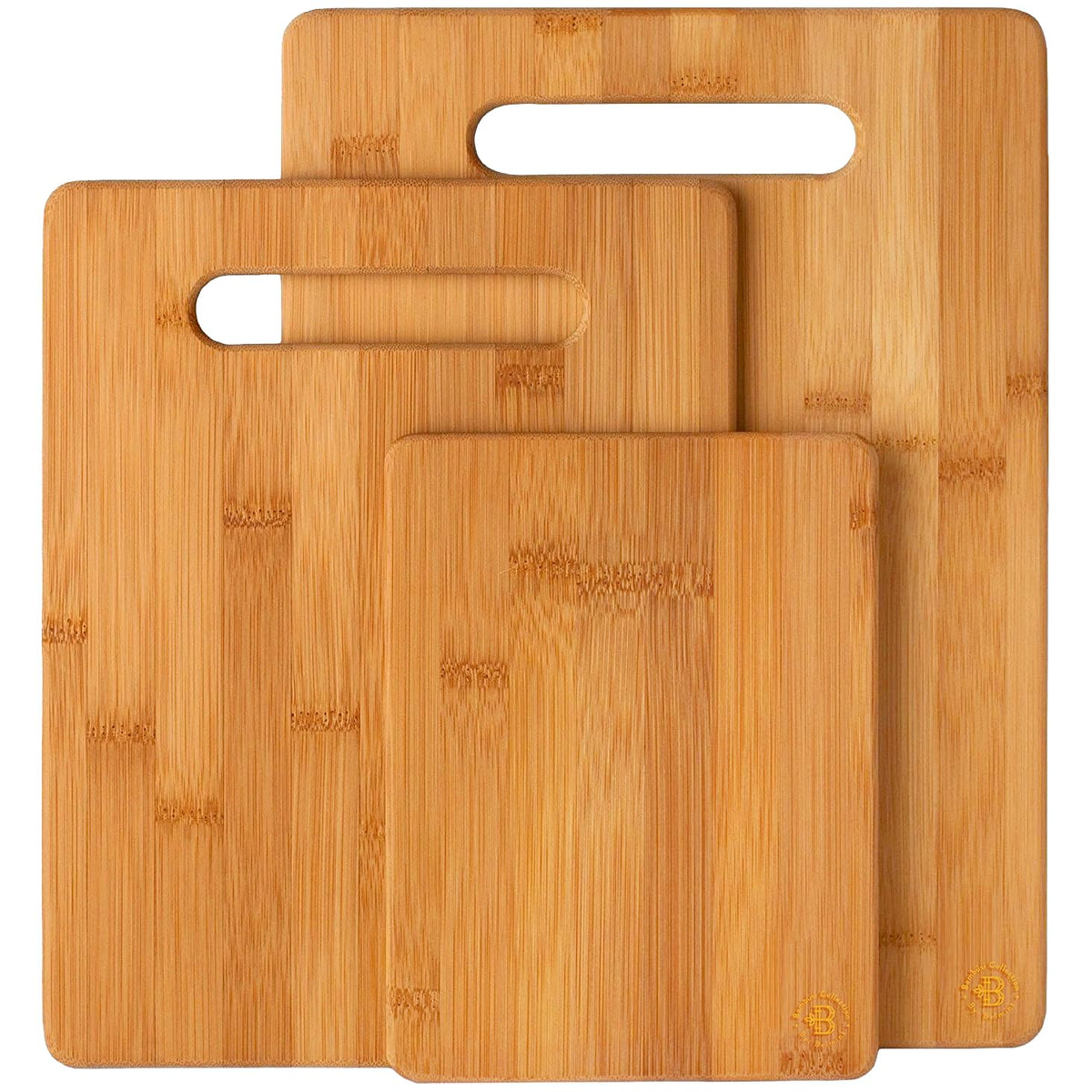 Bamboo Cutting Boards for Kitchen - Set of 3 Reversible Wood Cutting Boards with Handle, Large Medium Small Chopping Boards for Meat Vegetables Fruit Cheese Bread, Knife Friendly, 13x9.5 11x8.5 8x6