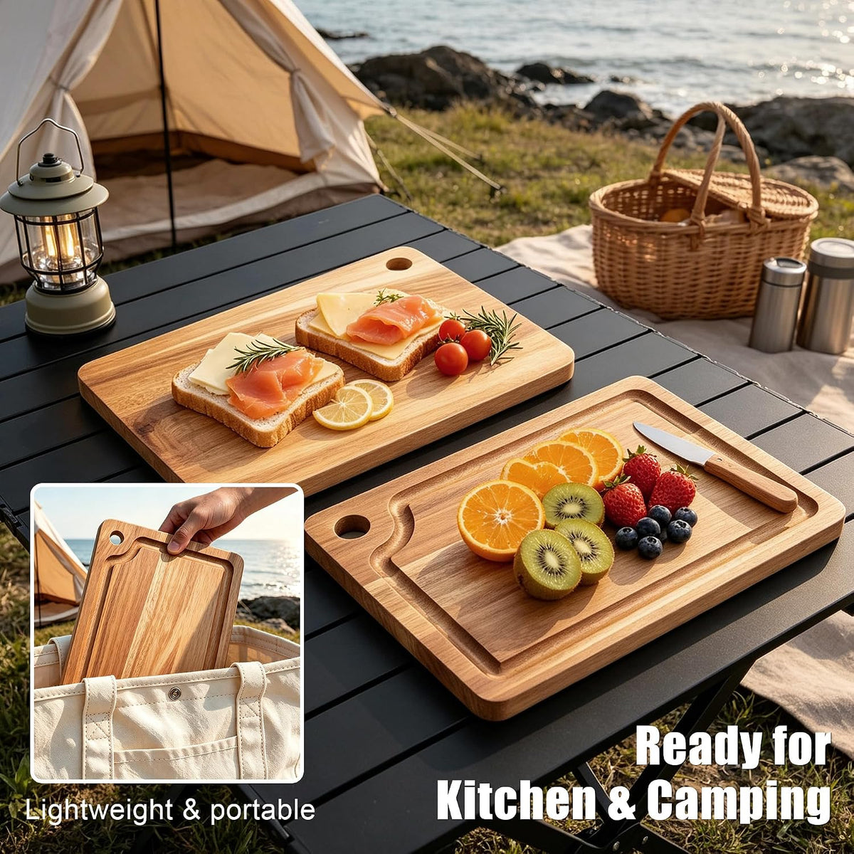 Acacia Wood Small Cutting Board for Kitchen 10x7'' Mini Chopping Bar Board